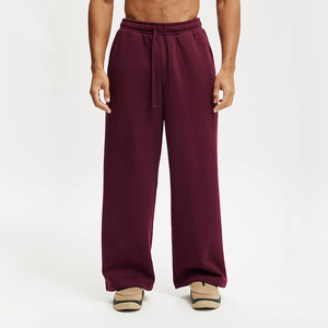 Pantalon de jogging décontracté en molleton à jambe droite, double taille, effet délavé et usé, avec logo personnalisé de haute qualité - Product Image 2