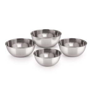 Juego de 4 Tazones de Acero Inoxidable de 5 Pulgadas, Calibre 24, Prem Vati, Capacidad de 150 ml, Plateados, Duraderos y Elegantes - Product Image 1