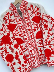 Handmade Multi Color <b>Velvet</b> Floral Embroidered Cotton Breathable <b>Women's</b> Jacket O-Neck Ethnic Boho <b>Coat</b> Wholesale Christmas Gift - Product Image 4