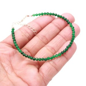 Bracelet en onyx vert naturel facetté, perles rondes, 3 mm, fait main, délicat, pour femmes et hommes, bijoux de qualité supérieure - Product Image 6