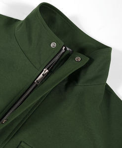 <b>Men's</b> Olive Green Fleece <b>Jacket</b> Stand Collar Zipper Closure Casual Regular Fit Autumn Waterproof Breathable Windproof <b>Canvas</b> - Product Image 6