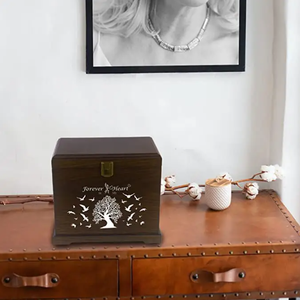 Wooden Pet <b>Urn</b> Casket Rectangle Classical Tree of Life Design Secure Keepsake Box for Small Animals - Product Image 4