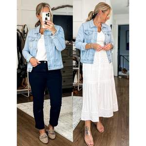 Chaqueta vaquera de manga larga ajustada con botones básicos para mujer 2025, abrigos y chaquetas cómodos, producto - Product Image 1