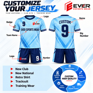 Unique Design ODM Service Red <b>White</b> Navy Soccer Geometric <b>Short</b> Sleeve Jersey and <b>Shorts</b> for Youth and Adult Teams Team Kit - Product Image 3