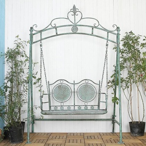 KHP Wrought Iron <b>Swing</b> Chair-3-Person Seat Waterproof Cushion European/Classical/Victorian Design Easy Assembly-Outdoor Garden - Product Image 4