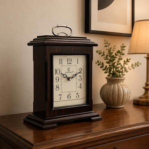 Horloge de bureau ovale moderne en métal, mécanique, silencieuse, avec affichage des heures par sonnerie, fonctionne sur piles - Product Image 1