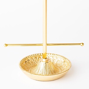 <b>Gold</b> Metal Jewelry Stand with Bow Top and Tray for Necklaces and Rings - Product Image 6