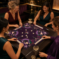 Tapis de Mahjong Américain Personnalisé en Néoprène 33 Pouces Antidérapant Motif Géométrique Art Déco Oiseau Housse de Table Carrée Cadeau Soirée Jeux OEM ODM Vente en Gros