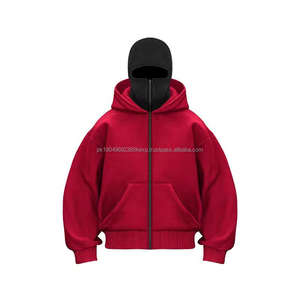 Sweat à capuche tendance pour homme, style streetwear Y2K, coton imprimé, fermeture éclair intégrale, masque facial, cagoule, design à double capuche - Product Image 1