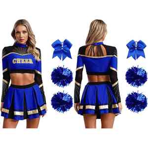 Haut sans manches en nylon doux et très élastique, respirant, avec jupe plissée, pour uniforme de cheerleading de club scolaire - Product Image 4