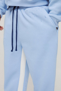 Pantalones Deportivos Anchos de Color Azul Acero para Mujer, OEM ODM, Cintura Elástica con Cordón, Corte Holgado, Estilo Hip Hop, Ropa Urbana, Casual y a la Moda - Product Image 5