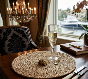 Set de table rond en jute tressé bohème, taille et couleur personnalisées, antidérapant et lavable, marque TANARI, pour la cuisine et la salle à manger - Product Image 5