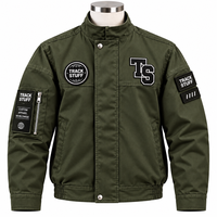 Blouson Bomber Homme Col Montant Beige avec Patch Logo Lettres Coupe-Vent Imperméable Décontracté Hiver Style Urbain
