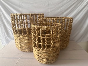 Water Hyacinth Rolling Laundry <b>Basket</b> With Wheels Handmade Wicker <b>Storage</b> Hamper Eco Friendly Home Organizer <b>Basket</b> - Product Image 5