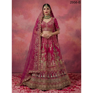 <b>Top</b> Offer on Luxury Quality Modern Designer Wedding Wear Collection Soft Silk with Chappat Zari and Thread work Lehenga Choli - Product Image 1