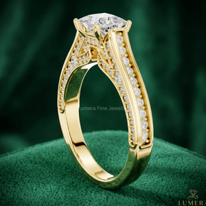 Bague de fiançailles en diamant de laboratoire taille princesse |   Bague de mariage pour femme en or plaqué 18 carats certifiée IGI, couleur D, luxe - Product Image 4