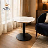 Table de centre de luxe pour hall d'hôtel, design rond en bois sur piétement, fournisseur de mobilier hôtelier sur mesure