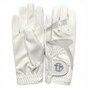 Guantes de Equitación Blancos Personalizados para Salto Ecuestre, con Malla de Ventilación en la Parte Posterior, Palma de Cuero Sintético, Agarre Antideslizante y Transpirables - Product Image 2