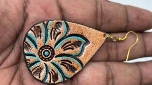 Conifer Women's Handmade Artisan Hand <b>Tool</b> Teardrop Floral Boho Western Dangle Earrings - Product Image 4