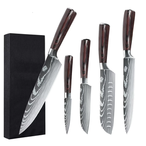 Professional Hand Forged Damascus Steel Kitchen <b>Knife</b> <b>Set</b> Olive Wood Handle Razor <b>Sharp</b> Chef Cutlery Factory - Product Image 1