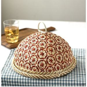 Handmade Woven Bamboo Food Cover <b>Tent</b> Basket Handcrafted Round Mesh Gauze Food Cover for Fruit Vegetable Bread Picnic - Product Image 3