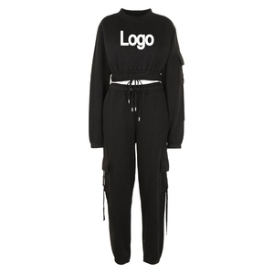 Conjuntos Deportivos de Encaje Sólido para Mujer al por Mayor, Marca Personalizada, Estilo Urbano, Conjunto Deportivo Informal de Algodón para Otoño - Product Image 1