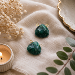 <b>Emerald</b> Heart Gemstone Charm | Natural Green Crystal <b>Pendant</b> for Crafts - Product Image 1
