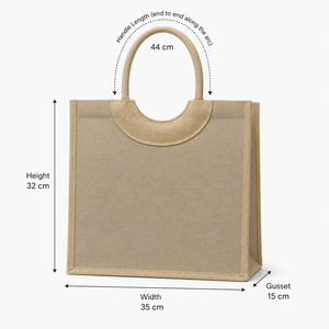กระเป๋าโท้ทผ้ากระสอบเคลือบลามิเนตขายส่ง ขนาด 35x32x15 ซม. หูหิ้วผ้าฝ้าย รับทำโลโก้ตามสั่ง สำหรับชายหาด ช้อปปิ้ง รับผลิตแบบ OEM ODM แบรนด์ส่วนตัว B2B - Product Image 3