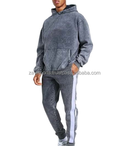 2026 personnalisé hommes lavage à l'acide pull survêtement imprimé Streetwear à capuche pantalons de survêtement ensemble Logo brodé grande taille respirant - Product Image 1