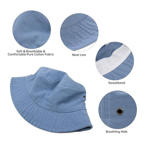 Cotton Custom Bucket Hats Wholesale Wide Brim Blank Fisherman <b>Caps</b> Casual Plain Buckets Hats - Product Image 4
