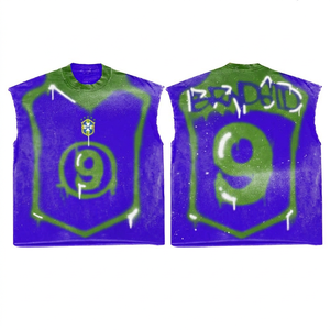 Camiseta sin mangas con estampado de goteo para hombre, estilo urbano, de punto, cuello redondo, ajuste regular, top estampado en amarillo y verde - Product Image 2