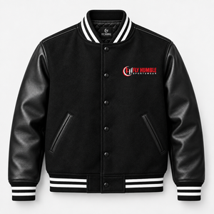 <b>Fly</b> Humble <b>Men's</b> Black Varsity <b>Jacket</b> PU Leather Sleeves Embroidered Logo Casual Autumn Wear Turn-down Collar cheap price - Product Image 2