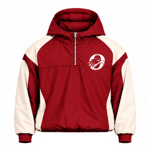 Mens <b>Red</b> Contrast Color Windbreaker <b>Hoodie</b> Quarter Zip Lightweight Pullover Running Athletic Outdoor Casual Jacket - Product Image 1