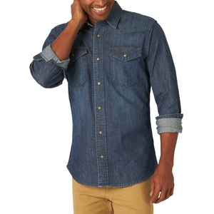 Camisa de Vestir Casual para Hombre, Personalizada de Fábrica, OEM, con Botones, Manga Larga, Camisa de Trabajo de Mezclilla, Nueva, Servicio OEM ODM - Product Image 3
