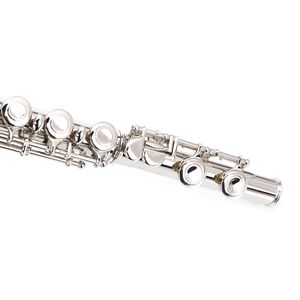Flauto da Concerto in Ottone Nichelato con Fori Chiusi a C e Design a Fori Aperti con Chiave in Mi - Product Image 3