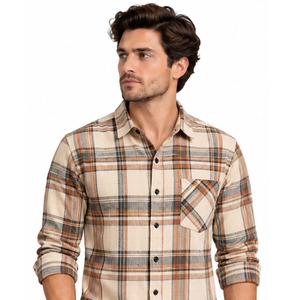 <b>Mens</b> <b>Flannel</b> <b>Shirt</b> Plaid Casual Button Down Checkered Workwear Outdoor Clothing Custom Wholesale Manufacturer OEM ODM Daily Wear - Product Image 5
