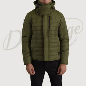 Chaqueta Acolchada Verde Oliva Personalizada para Hombre, Parka de Invierno con Capucha y Múltiples Bolsillos, Abrigo Funcional Acolchado para Exteriores - Product Image 6