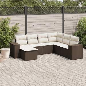 Conjunto de Sofás de Jardín Marrón, Muebles de Ratán para Exteriores con Cojines de Espuma de Alta Densidad, Diseño Contemporáneo Impermeable - Product Image 3