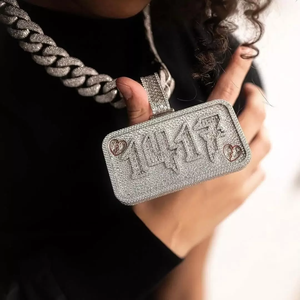 Custom Diamond Luxury Letter Pendant VVS 925 Sterling Silver Rhodium Plated Cut Charms <b>Name</b> <b>Chain</b> Jewelry Men Party - Product Image 2