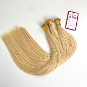 Extensiones de cabello humano ondulado doble dibujado con queratina vietnamita recta sedosa de 18 pulgadas en Rubio 613 - Product Image 3