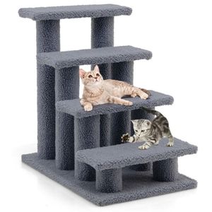 24-Inch 4-Step <b>Cat</b> <b>Tree</b> Climber with Carpeted Ladder Ramp and <b>Scratching</b> <b>Post</b> for Pet <b>Cats</b> - Product Image 3