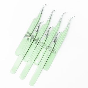 Pince à cils RABIAMIRAAL INDUSTRIES en acier inoxydable, manche vert, pointe de précision, angle de 45 degrés, anti-magnétique, prise fine - Product Image 3