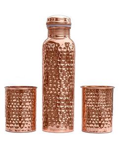 Bouteille d'eau en cuivre poli avec coffret cadeau en verre, écologique, sans BPA, sans danger pour les aliments, bouteille d'eau haut de gamme, design personnalisable - Product Image 3
