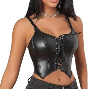 Top Corto de Cuero Genuino para Mujer, Diseño Personalizado, Fabricante OEM, Sin Mangas, Ajustado, a la Moda, Venta al Por Mayor - Product Image 1