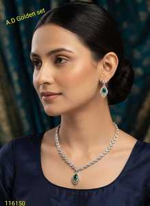 Luxury AD White Gold Pendant <b>Necklace</b> Set with Earrings for Women Elegant <b>Ruby</b> Drop Wedding Party Designer Jewelry Collection - Product Image 2