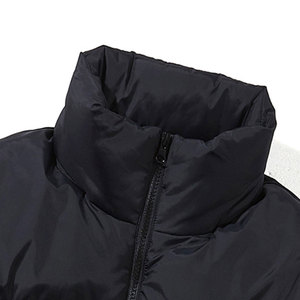 Chaqueta acolchada negra para hombre con cuello alto, color sólido, cierre de cremallera, abrigo exterior - Product Image 2