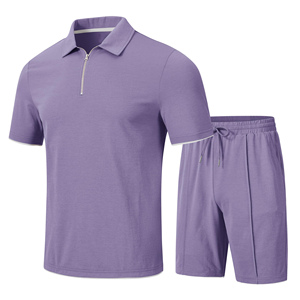 Conjunto de pantalones cortos y camisa polo con logotipo personalizado y cremallera de 1/4 para hombre, con logotipo personalizado bordado, fácil de usar. - Product Image 6