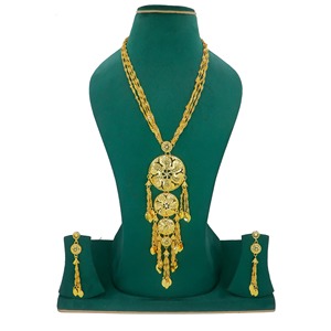 Mejor oferta directa de fábrica Conjunto chapado en oro Estilo clásico Boda y fiesta Joyería Collares India Conjunto de collar de lujo Colección - Product Image 3