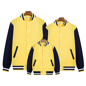 Hot Selling <b>Pink</b> Varsity <b>Jacket</b> with Navy Sleeves and White Trim Unisex Casual Button Front Regular Fit Autumn Wear Customized - Product Image 4