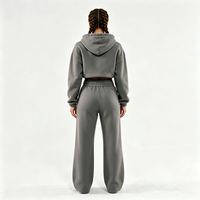 Ensemble de survêtement court d'hiver uni pour femme, pantalon de jogging streetwear personnalisé, 100% coton molletonné, marque privée, vente en gros, marque personnalisée